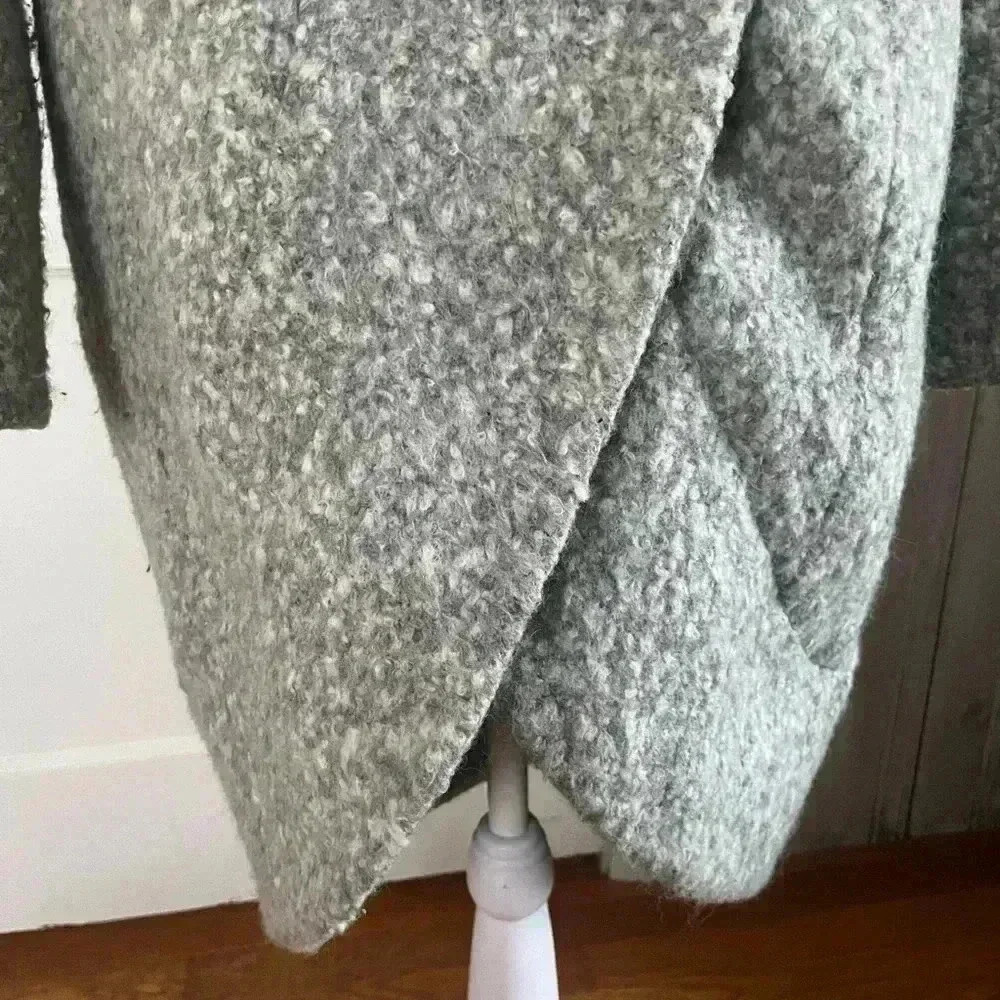 ZAC POSEN Wool Gray Open Blanket Cape Coat Pockets Minimalist Timeless Capsule|S - Picture 7 of 14
